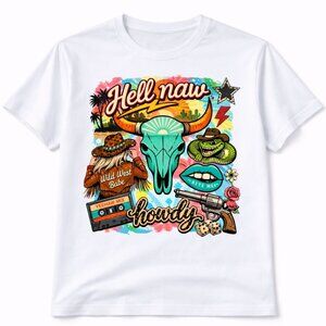 Hell Naw Western Graphic T Shirt Trendy Boutique Style Tee Womens White